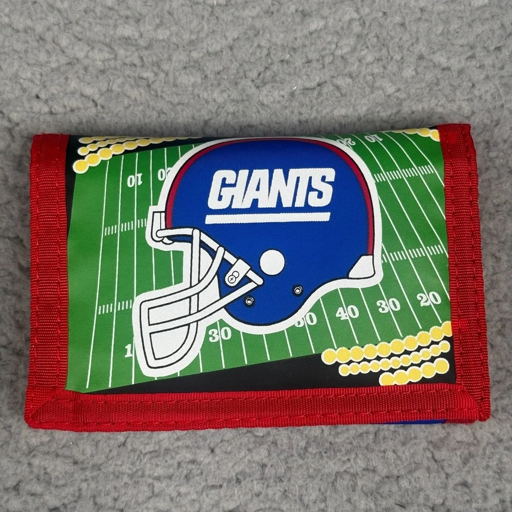 New York Giants Trifold Wallet NFL Blue Red Nylon Game Day JF Sports Vintage